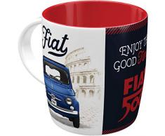 Nostalgic-Art Tazza da caffè retrò, Fiat – Good things – Idea regalo per amanti di auto, in ceramica, divertente design vintage con detto, 330 ml