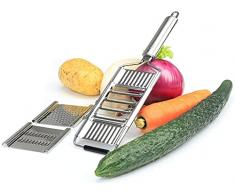 Planet Food | Grate Mate | Grattugia multifunzione | 3 teste per grattugia | Acciaio inossidabile | Design antiscivolo | Facile da pulire | Affettare e trinciare