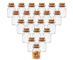 BELLE VOUS Set Barattolini Vetro Piccoli con Tappo Sughero (100pz) Bottigliette Vetro 5 ml - Barattolo Vetro Tappo Sughero Ermetico - Barattoli Porta Spezie, Bomboniere e Marmellata