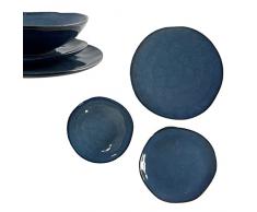 Arca Servizio Piatti, Set Piatti Reactive Blu 18 Pezzi | Piatti Colorati Ceramica, Set di Piatti Moderni | Piatti Irregolari per Set da Tavola Originale, 25 e 20cm