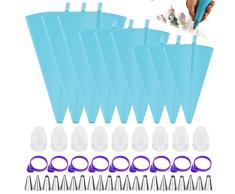 Beccucci Sac a Poche Professionali, 48 Pezzi Decorazione Torte Set, 21 Bocchette Sacca a Poche Grandi per Pasticceria Dolci Cupcake