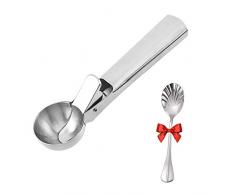 Dream HorseX Cucchiaio da Gelato, Paletta per Gelato in Acciaio Inox, Il Gelato con Il grilletto, per Palle di Gelato perfette (Argento, Regalo: Shell Spoon)