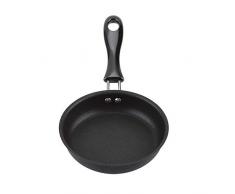 12cm Mini Padella tonda per friggere uova, padella uovo modello uovo in camicia padella per casa piccolo wok cucina fornello cucina pentole famiglia piccolo, nero(Electric Wood Handle)