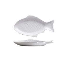 Yardwe Pesce Piatto da Portata Ovale in Ceramica Che Serve Piatto A Forma di Pesce Piatto di Pesce di Stoccaggio Pan per Il Ristorante Casa del Partito (Bianco)