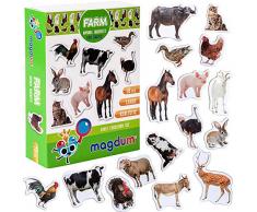 MAGDUM Animali Fattoria Foto Magneti Bambini - 16 GRANDI Calamite Frigorifero- Calamite Bambini- Giochi Bambini 3 anni - Animali Giocattolo per Bambini- Calamite Animali per Bambini - Giochi Magnetici