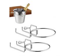Relaxdays 2X Set Supporto da Tavolo, Porta Secchiello per Vino, Diametro 18 cm, Salvaspazio, Porta Cestello in Ferro, Argento