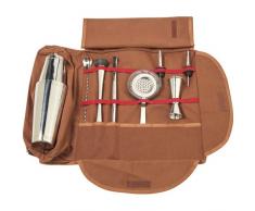 Borsa Bartender Tool Bag Kit Marrone Attrezzatura Barman Acciaio Inox Mixology Cocktail