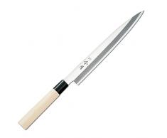 Coltello Giapponese Yanagiba Reigetsu Sashimi Sushi Coltelli Giapponesi per Cucinare il Pesce in Acciaio Inox Molibdeno Vanadio (24 cm)