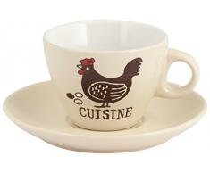 Home Gallo Servizio Tazze Tè, con Piatto, Gres, Bianco, 4 Pezzi