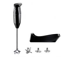 bamix Frullatore a immersione cordless PRO, Base di ricarica, Lama, Frusta, Frullino in acciaio, 250 watt, 3 velocità, Made in Switzerland, Nero