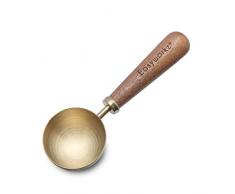 Easyworkz Cucchiaio da caffè retrò in acciaio inox con manico in noce nero, 10 g, per caffè o tè (oro spazzolato)