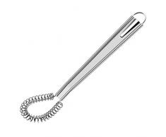 Frusta da cucina a spirale, Weerstone, cucchiaio magico, in acciaio inox, sbattitore a mano, schiumatore cremoso, in acciaio inossidabile, mini miscelatore, colore: argento