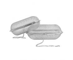 Yoassi Infusore per Tè Filtro da Tè in Acciaio Inossidabile 304, Infusore da tè a Rete con Catena Maglia Fine Tea Ball Colino per Tè Sfuso, Tisane, Spezie e Condimenti (2pz Ovale 11x5 cm)