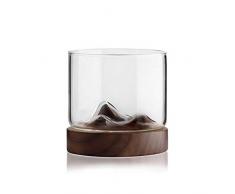 Eruditter Bicchieri da Whisky Cristallo, Vintage Bicchiere da Whisky, Bicchieri di Cristallo da Vino 5 oz Bicchiere da Whisky con Portabicchieri in Noce Nero