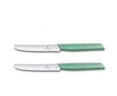 Victorinox Swiss Modern 6.9006.11W41B - Set di 2 coltelli da tavola e pomodori, con taglio ondulato, 12 cm, colore: Verde