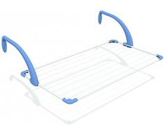 Gimi Brezza 100 Stendibiancheria da Balcone, Stendino da Balcone, Spazio di Stenditura 10 m, Acciaio/Resina, Bianco, 110 x 56 x 28 cm