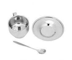 Set Regalo per Tè e Caffè,Set Tazzine Da Caffè In Acciaio Inox, Tazze Da Caffè Termiche Con Piattino A Cucchiaio Per Cappuccino, Caffè, Latte, Tè, Latte