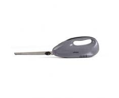 Livoo - Coltello elettrico da cucina per carne, surgelati, lama doppia in acciaio inox, bordo seghettato, coltello per pane, 150 Watt, grigio