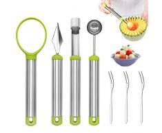 DGN Set di Attrezzi per Frutta 4 in 1,Leva Torsolo Mela,Scavino da Cucina,Strumento per Intagliare la Frutta,Strumento per Scavare la Palla,Palline per Detorsolo per Melone e Coltello da Intaglio