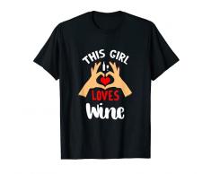 Questa ragazza ama il vino arte cuore e bicchiere da vino design da donna Maglietta