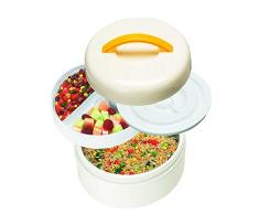 UNIFLAME Contenitore Termico PORTAPRANZO 3 Scomparti Acciaio PORTAGOURMET Picnic 2 Litri 747726, Bianco