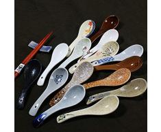 Cucchiaio Di Ceramica In Stile Giapponese - Cucchiaio Piccolo Dipinto A Mano Creativo Cucchiaio Di Minestra In Ramen Retrò Cucchiaio Di Riso Cucchiaio Da Dessert Fiocco Di Neve Glassa Ceramica Grossa