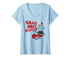 Donna Salsiera Capitano Divertente Ringraziamento Costume Regalo Maglietta con Collo a V