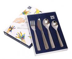 Bril librum Design posate per bambini 4 pezzi argento in acciaio inox nome motivo di incisione Con Orsetto animale regalo di battesimo per bambini