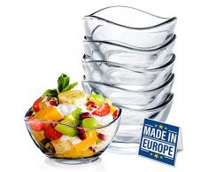 CRYSTALIA Ciotole in Vetro, Ciotola per Dessert in Vetro Set 6, 215ml 100% Senza Piombo Ciotola per Gelato in Vetro, Bicchieri da Dessert, Tazza da Dessert Ciotola da Immersione, Snack Salse Caramelle