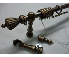 BASTONE TENDA IN LEGNO A CORDA ARGENTO-ORO ANTICATO MOD.CALICE DIAMETRO MM.35