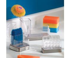 InterDesign Forma Organizer cucina, Portaspugne in plastica e metallo di piccole dimensioni, trasparente/argento