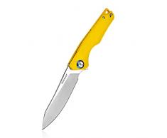 HARNDS Harvest Coltello a Serramanico Lama in Acciaio Sandvik con Manico G10, Coltello da Campeggio Caccia Integrato Cuscinetto a Sfere(Giallo)