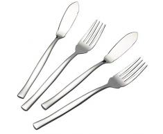 Vareone Servizio Posate Coltelli Forchette da Pesce Tavola in Acciaio Inox, 4 Pezzi