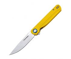 HARNDS Wind Coltello Pieghevole Tascabile Lama in Acciaio Sandvik con Manico G10, Coltello Serramanico Integrato Cuscinetto a Sfere per Caccia, Campeggio, Sopravvivenza(Giallo)