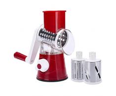 Akin 3 in 1 Tagliaverdure manuale rotante per formaggio grattugia rotante con pelapatate in acciaio inox e spazzola per la pulizia per frutta e verdura noci