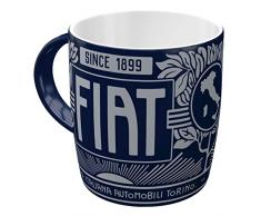 Nostalgic-Art Tazza da caffè retrò, Fiat – Since 1899 Logo Blue – Idea regalo per amanti di auto, in ceramica, design vintage con detto, 330 ml