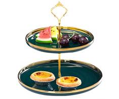 Stand per dessert 2 strati Stand per torte TAIZER Stand per torte in ceramica Rotondo Supporto per muffin Piatto per dessert per festa di nozze Torte di compleanno dolci