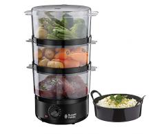Russell Hobbs Vaporiera, Multicottura, 7 L, 3 Piani cottura, 500 ml serbatoio, Compatta, Matte Black, 26530-56