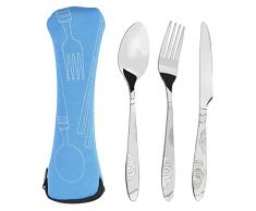 EQLEF Creative Stoviglie, Set di Posate in Acciaio Inox per Picnic o Campeggio Cucchiaio forchetta Coltello con Borsa portaoggetti