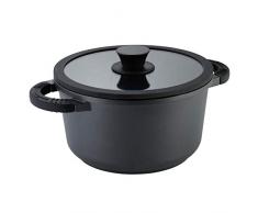 axentia Pentola in alluminio pressofuso con coperchio in vetro Blackline, per tutti i piani cottura inclusa induzione, Ø ca. 28 cm, nero/trasparente