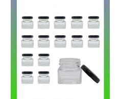 Barattolo di vetro Vaso di vetro 40 gr quadrato, barattolo marmellata, vaso miele, vasetti cosmetici piccoli barattoli con coperchio ermetico (150)