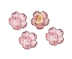 OUCONGK 4 Pezzi Mini Ciotola in Cristallo, Ciotole di Salsa, Mini Ciotole in Cristallo a Forma di Fiore di Ciliegio per Servire Salsa di Soia, Ketchup, Salse, Antipasti (Rosa)