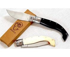 Coltello coltellino sardo tipo ARBURESA ARBUS da caccia piccolo da collezione manico in corno sardegna tascabile richiudibile (Nero)