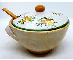 Formaggiera Linea Fiori Arancio Dipinto a mano Le Ceramiche del Castello Pezzo Unico Made in Italy