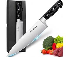 MOSFiATA Coltelli da Cucina, Coltello da Cucina Professionale Coltello Chef, Coltello Cucina Acciaio Inox per Carne, Verdura, Frutta, Sushi - 20cm
