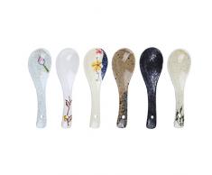 DOITOOL 6 cucchiai da minestra asiatica grande ceramica cinese cucchiai da zuppa set di cucchiai ramen cucchiaio da zuppa giapponese per wonton pho gnocco grande scoop gancio design