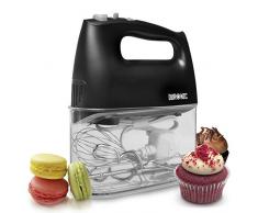 Duronic HM4 /BK Sbattitore elettrico a mano 400 W – Frusta elettrica 5 velocità – porta accessori incluso – Sbattitori, ganci e frusta inclusi – Ideale per dolci / torte / creme / pasticceria