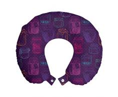 ABAKUHAUS Colorato Cuscino da Viaggio, Polka punteggiata Mason barattolo di marmellata, Accessorio in Schiuma di Memoria per Viaggio, 30 cm x 30 cm, Plum fucsia