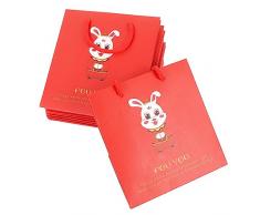 SHOWERORO 10Pcs Borsa Snack Box Chinoiserie Decor Red Chinese Goodie Bags Tote Bags 2023 Capodanno Borse Marmellata Di Carta Festa Di Primavera Porta Caramelle Borsa Imballaggio Gioielli