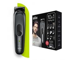 Braun Regolabarba Tagliacapelli Uomo Rasoio Incluso, Rifinitore Barba, 10 in 1 Styling Kit, 8 Accessori, Ideale per Viso, Corpo, Orecchie e Naso, Idea Regalo, MGK7331 All-in-One Nero